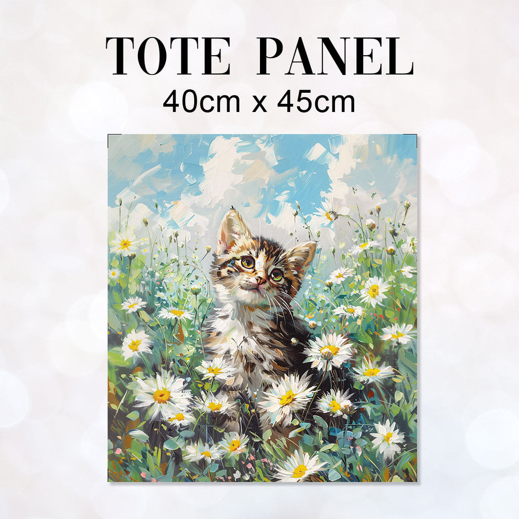TOTE Daisy Field Kitten Fabric Bag Panel TP-383