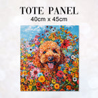 TOTE Floral Brown Poodle Fabric Bag Panel TP-386