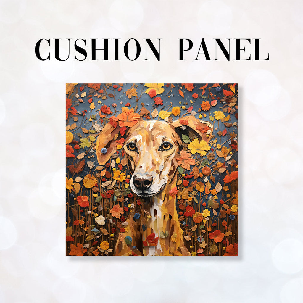 CUSHION Fabric Panel Floral Greyhound CP-39