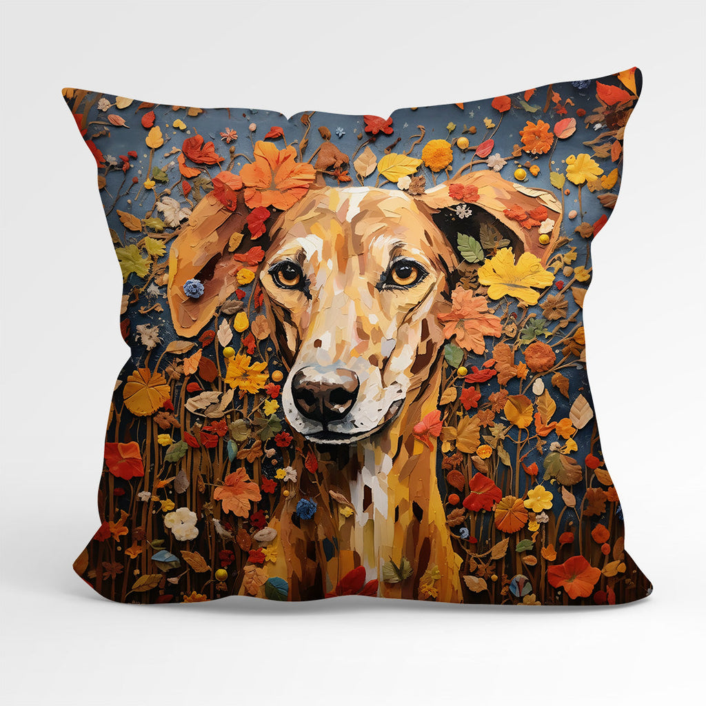 CUSHION Fabric Panel Floral Greyhound CP-39