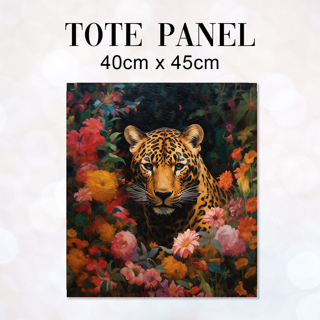 TOTE Floral Jaguar Painting Fabric Bag Panel TP-390