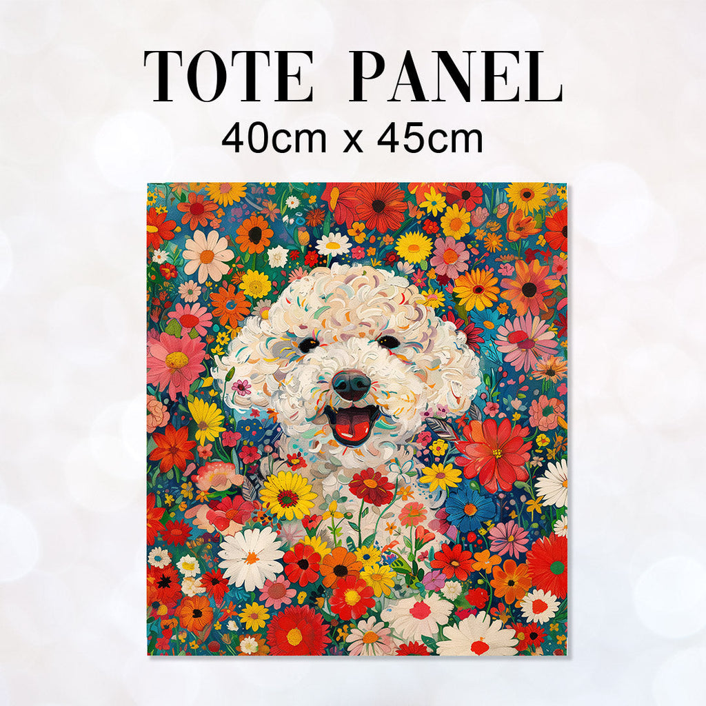 TOTE Floral Poodle Pup Fabric Bag Panel TP-391