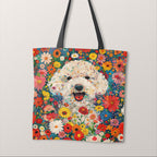 TOTE Floral Poodle Pup Fabric Bag Panel TP-391