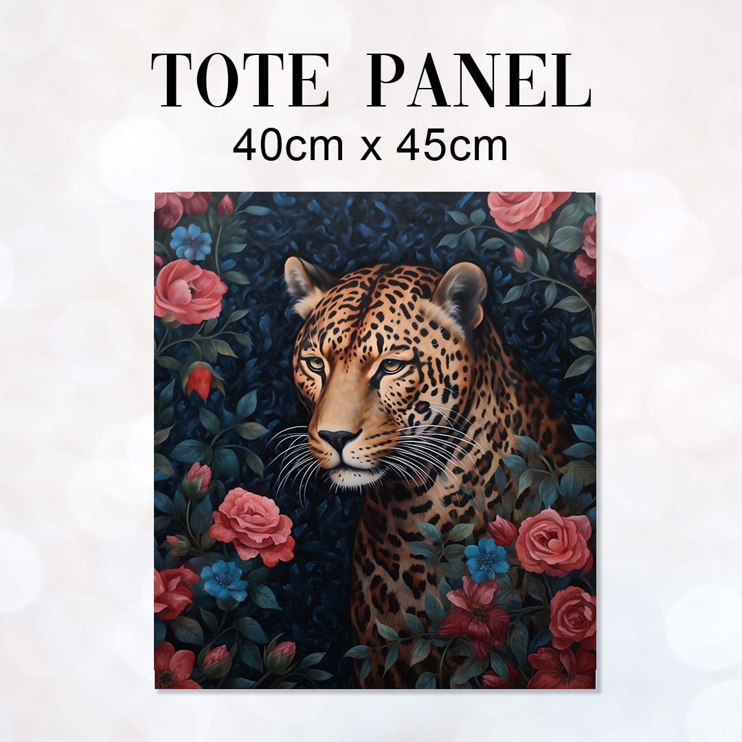 TOTE Night Rose Leopard Fabric Bag Panel TP-405