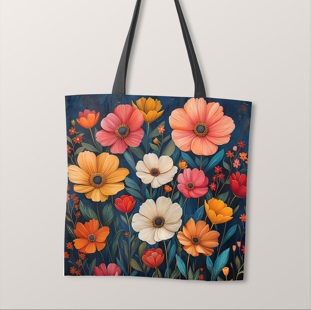 TOTE Retro Flowers Dark Fabric Bag Panel TP-411