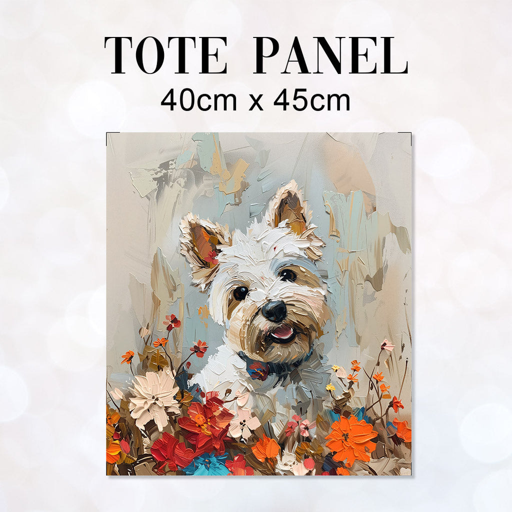 TOTE Westie Painting Fabric Bag Panel TP-413