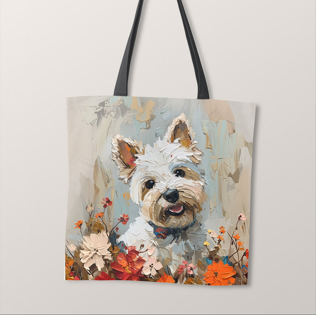 TOTE Westie Painting Fabric Bag Panel TP-413