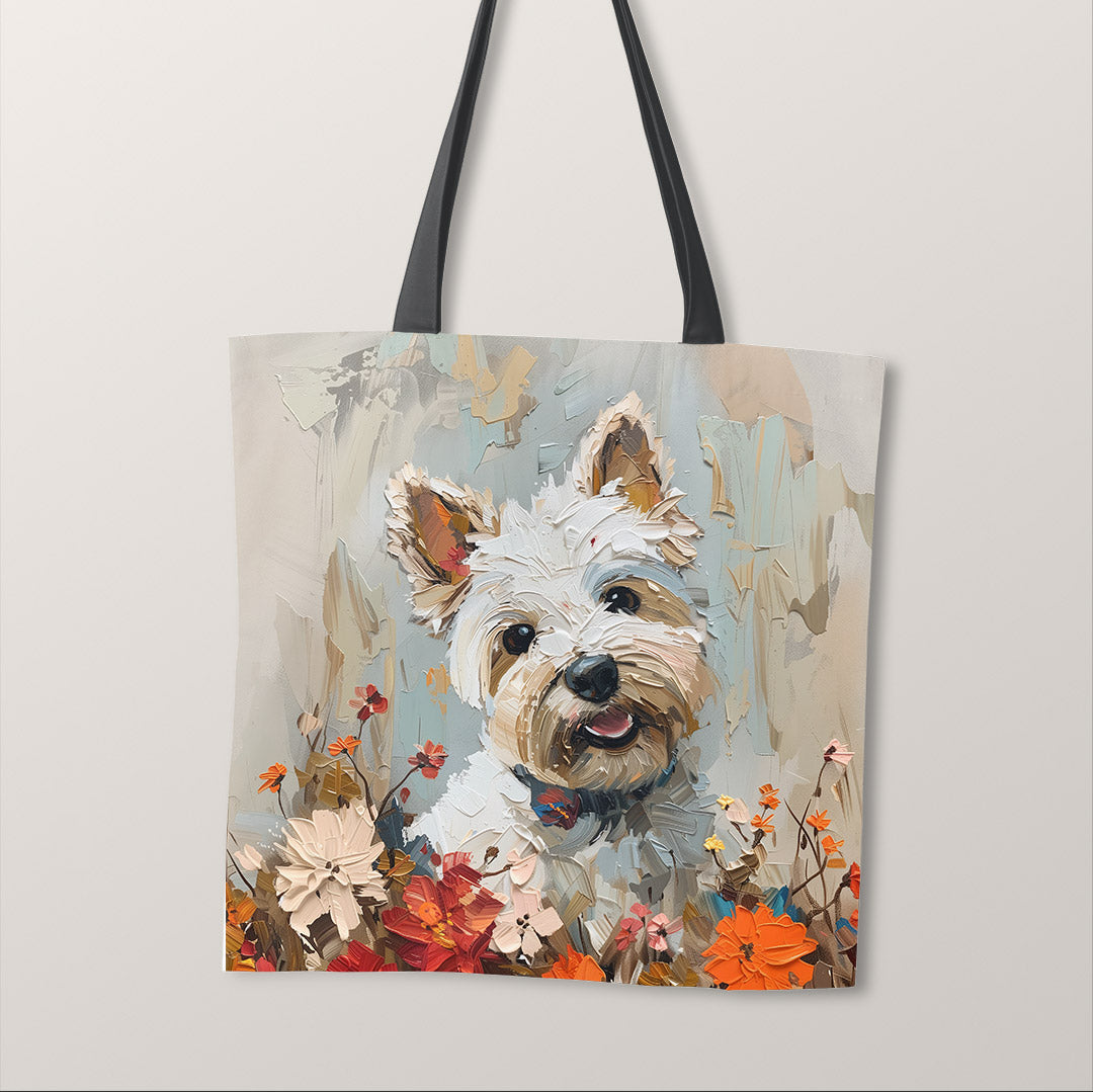 TOTE Westie Painting Fabric Bag Panel TP-413
