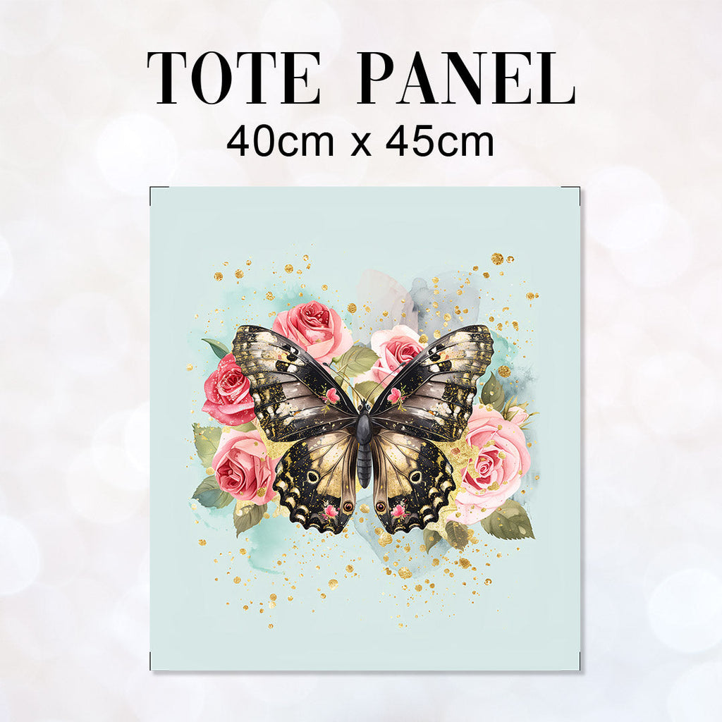 TOTE Shabby Chic Butterfly Mint Fabric Bag Panel TP-416