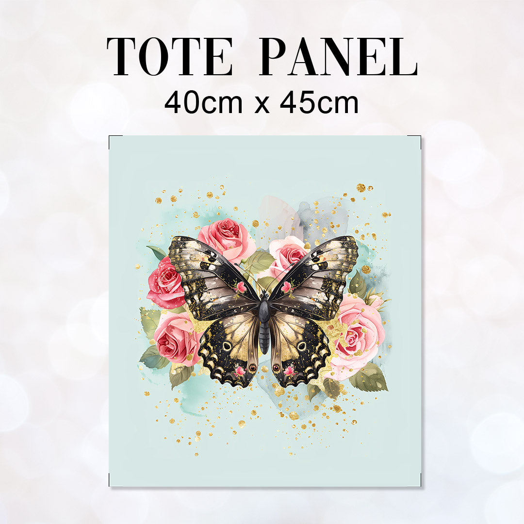 TOTE Shabby Chic Butterfly Mint Fabric Bag Panel TP-416