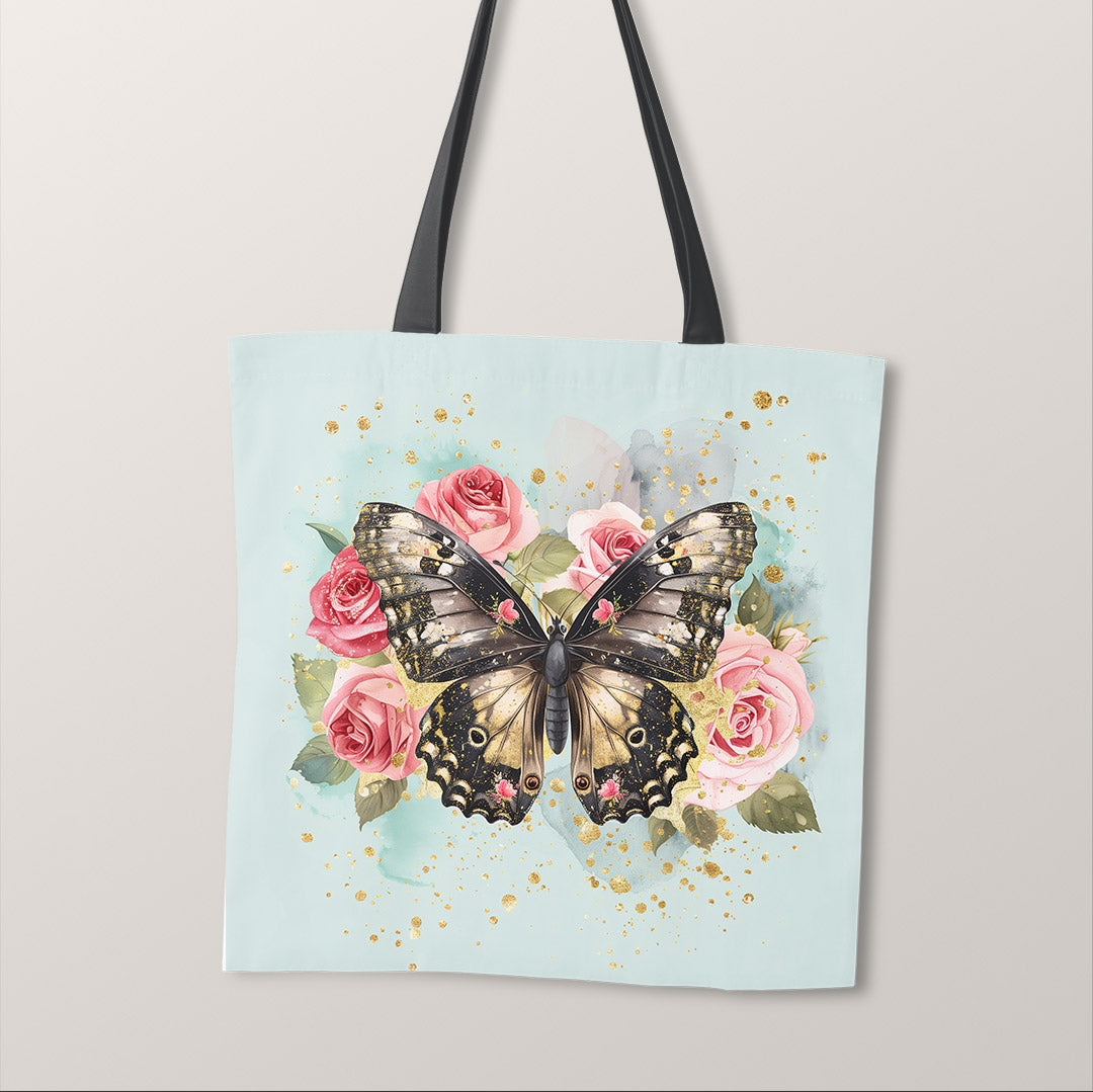 TOTE Shabby Chic Butterfly Mint Fabric Bag Panel TP-416