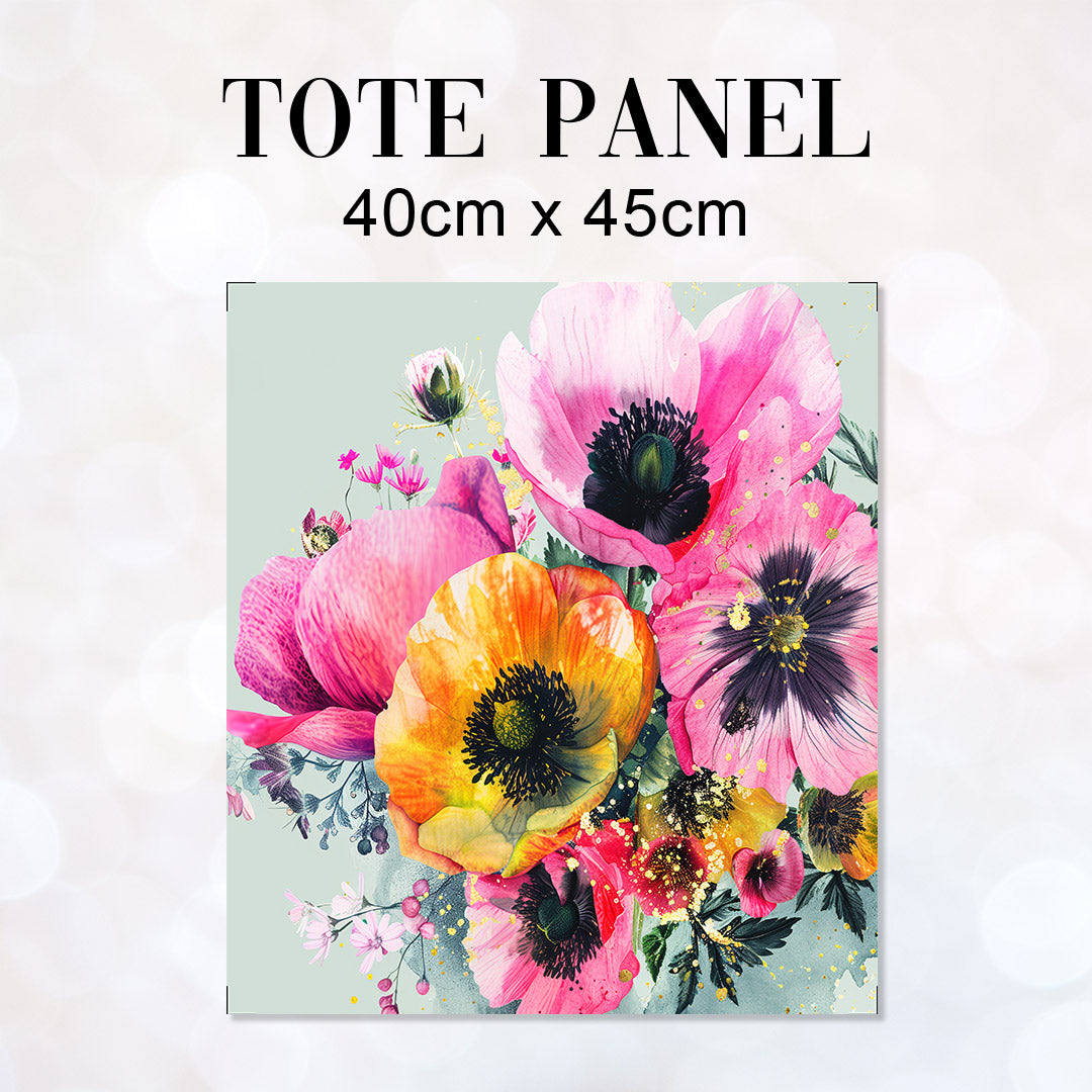 TOTE Shabby Chic Flowers 3 Fabric Bag Panel TP-418