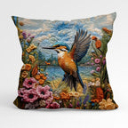 CUSHION Fabric Panel Embroidered Kingfisher CP-42