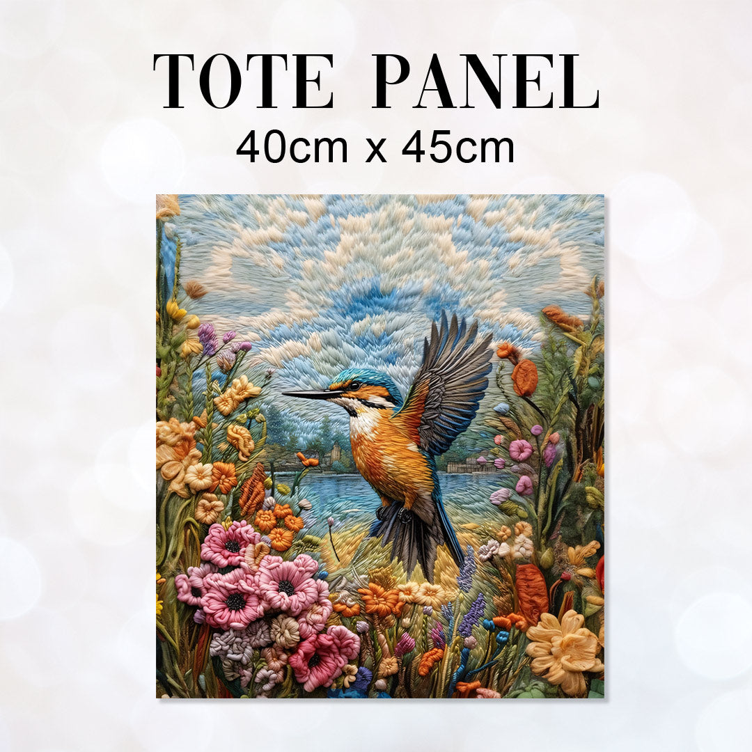 TOTE Embroidered Kingfisher TP-42 Fabric Bag Panel