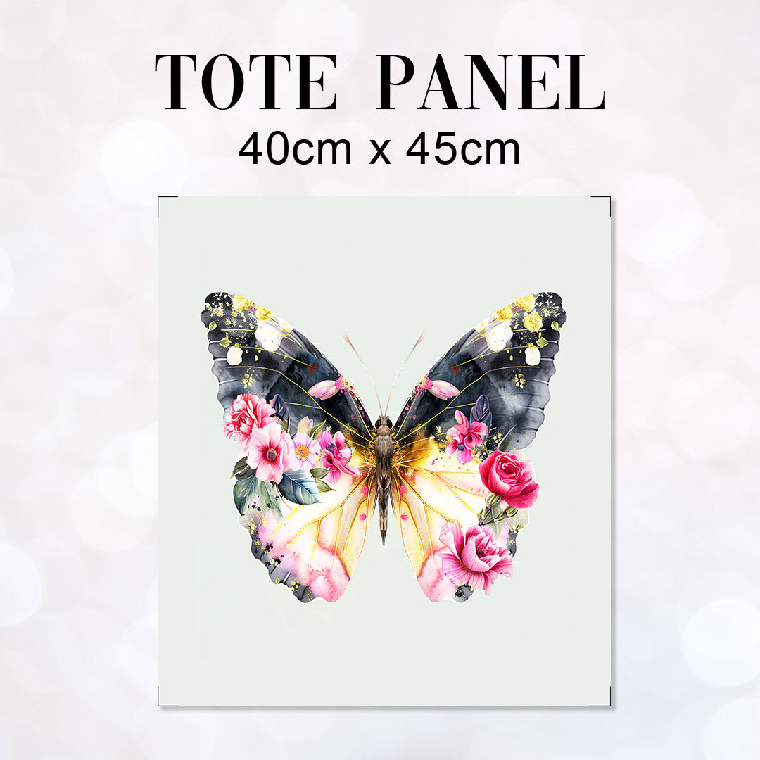TOTE Floral Butterfly Mint Fabric Bag Panel TP-422