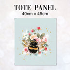 TOTE Shabby Chic Floral Bee Fabric Bag Panel TP-424