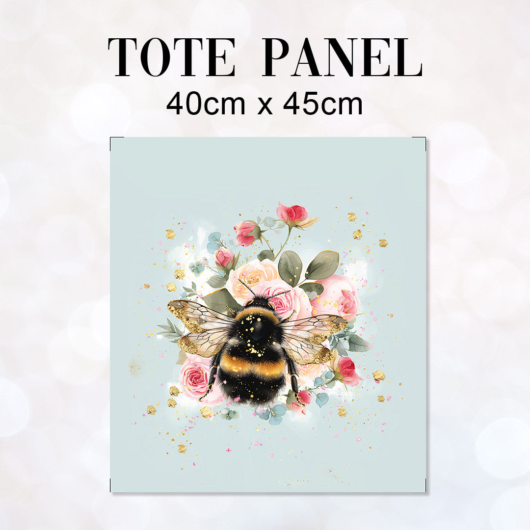 TOTE Shabby Chic Floral Bee Fabric Bag Panel TP-424