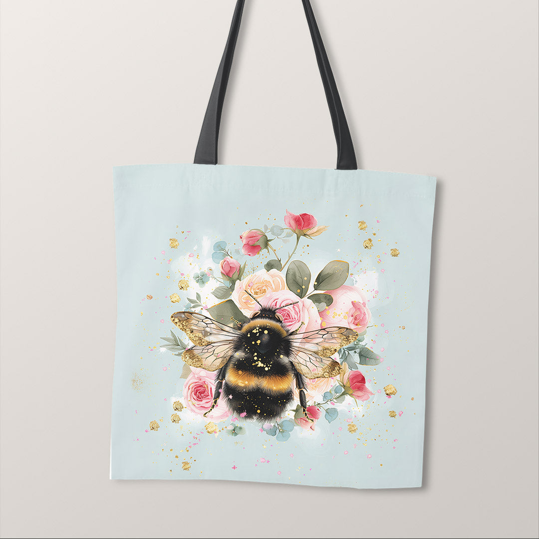 TOTE Shabby Chic Floral Bee Fabric Bag Panel TP-424