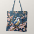 TOTE Embroidered Blue Tit Bird TP-43 Fabric Bag Panel