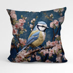 CUSHION Fabric Panel Embroidered Blue Tit Bird CP-43