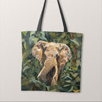 TOTE Quilted Elephant Fabric Bag Panel TP-456