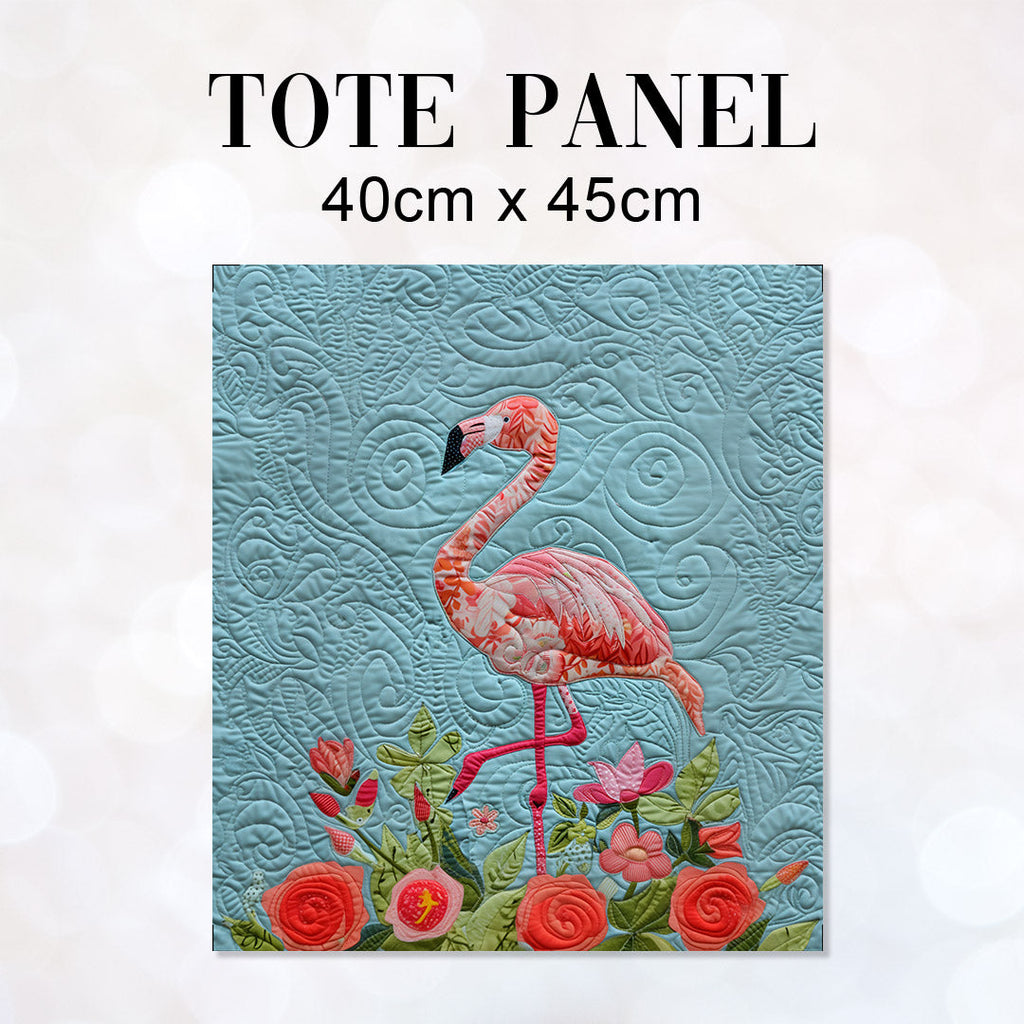 TOTE Quilted Flamingo Fabric Bag Panel TP-467