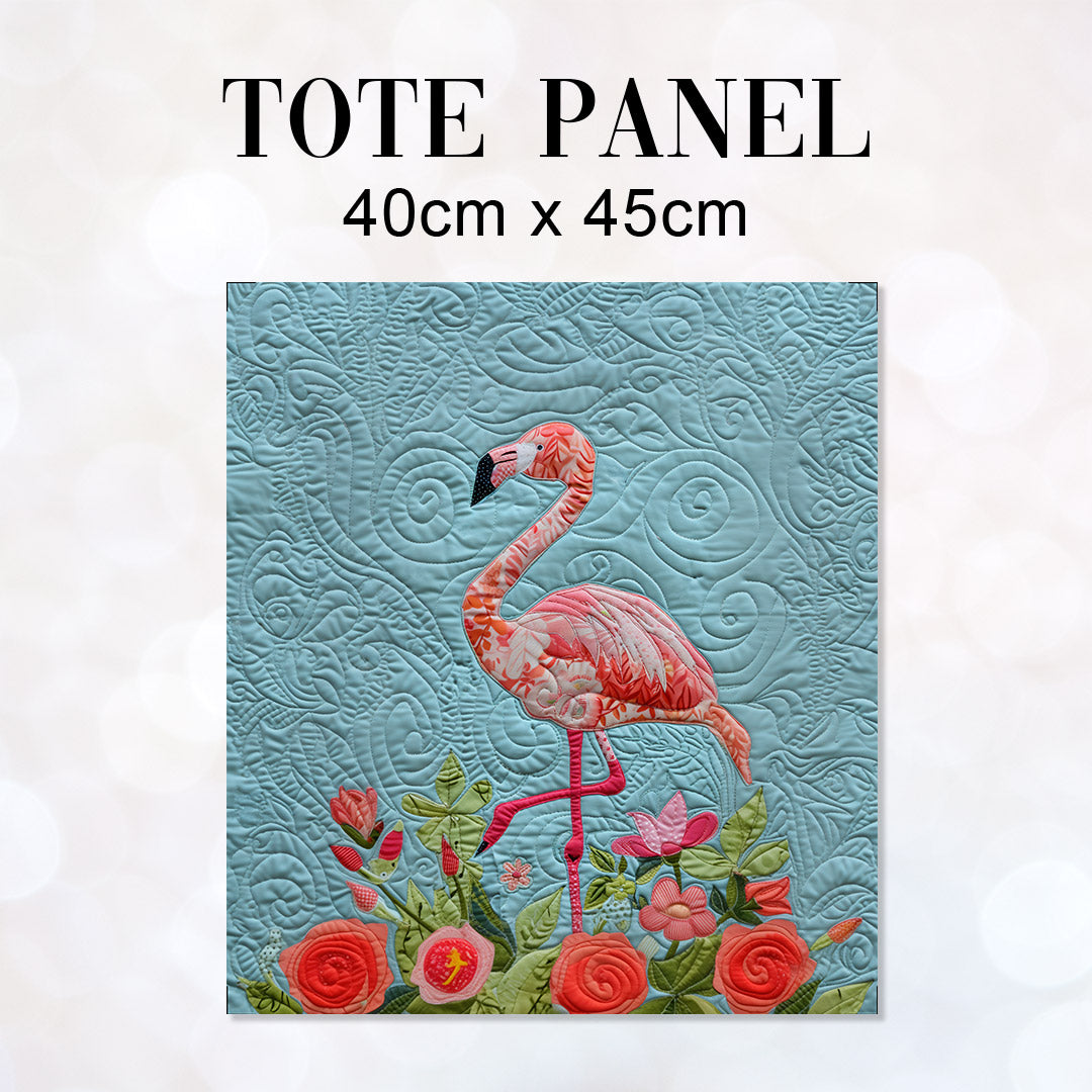 TOTE Quilted Flamingo Fabric Bag Panel TP-467