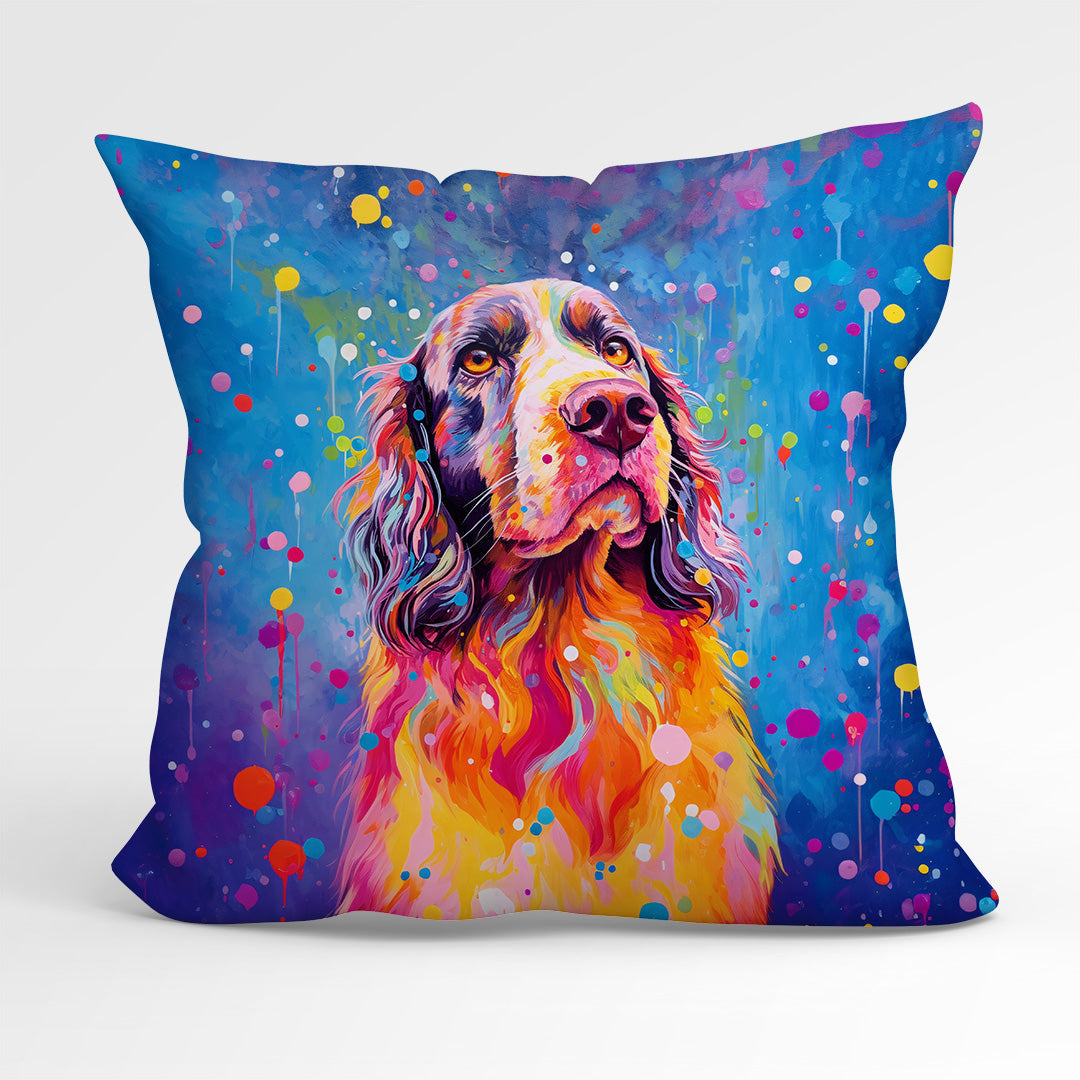 CUSHION Fabric Panel Colourful Springer Spaniel CP-47