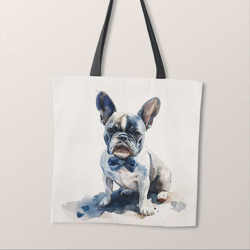 TOTE French Bulldog with Bow Fabric Bag Panel TP-492