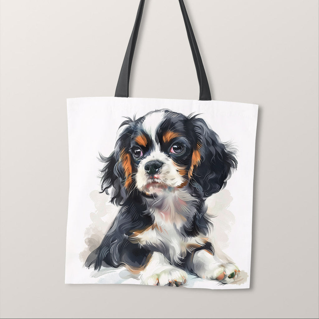 TOTE Tricolour Cavalier Spaniel Fabric Bag Panel TP-496