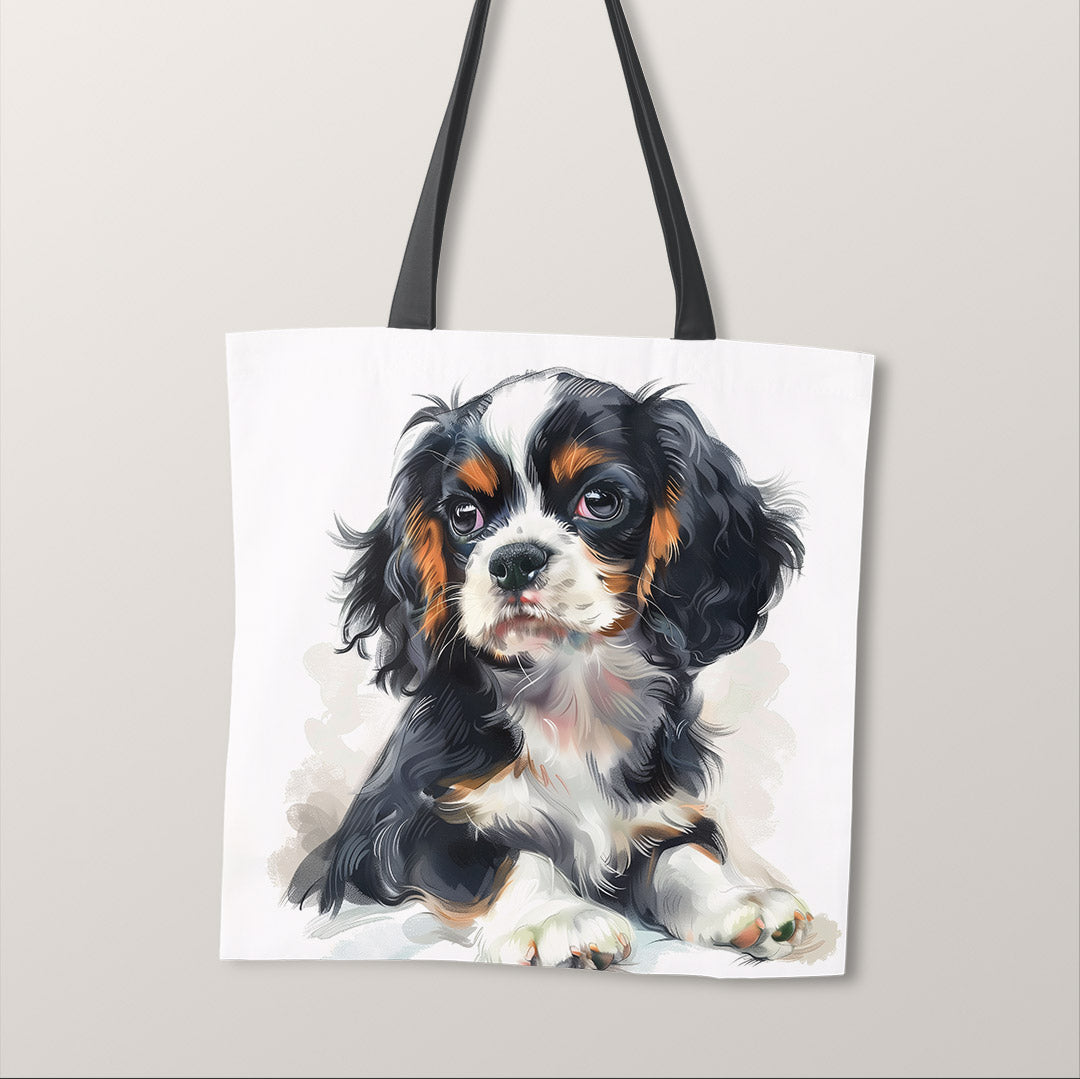 TOTE Tricolour Cavalier Spaniel Fabric Bag Panel TP-496