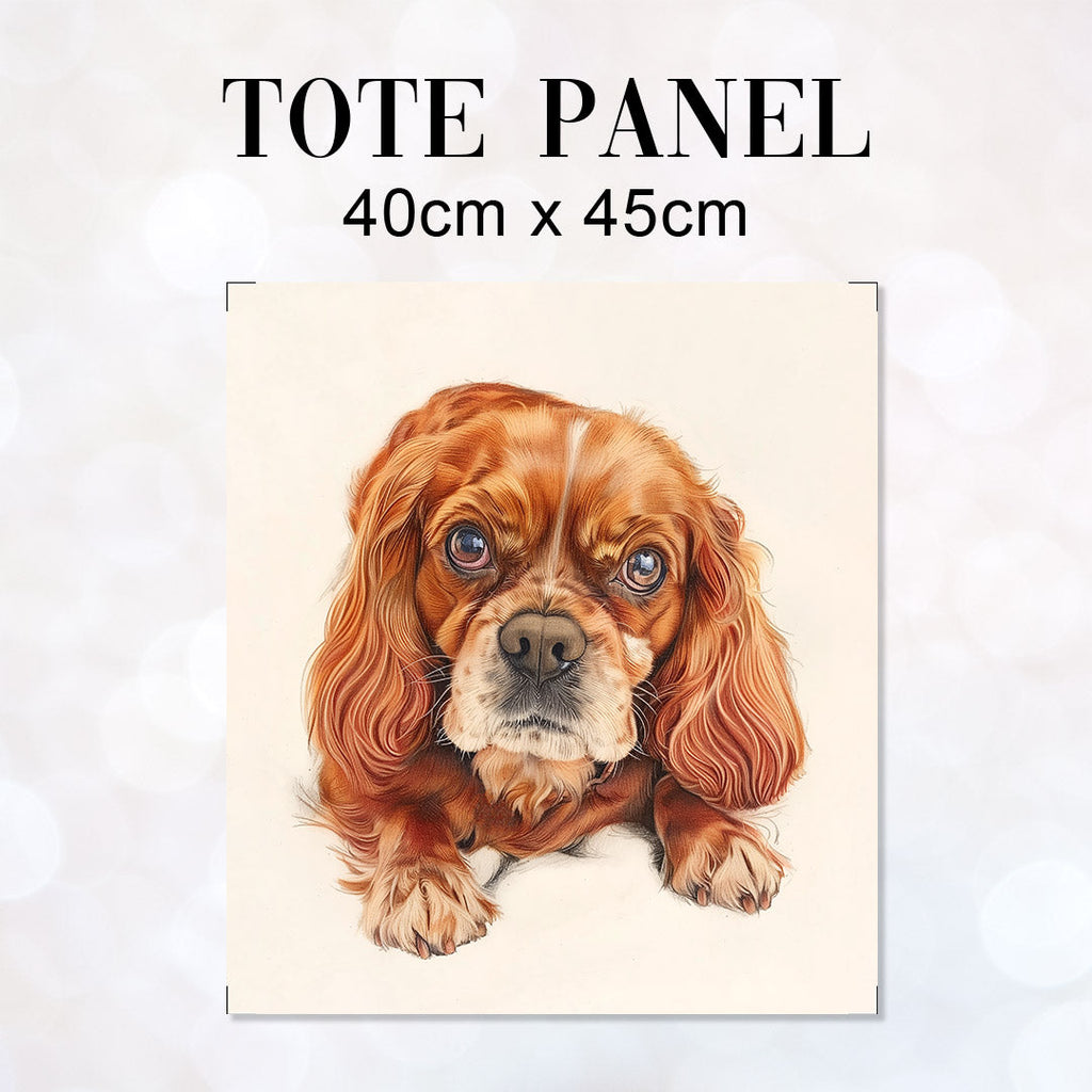 TOTE Ruby Cavalier Spaniel Fabric Bag Panel TP-497