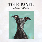 TOTE Black Greyhound On Mint Fabric Bag Panel TP-507