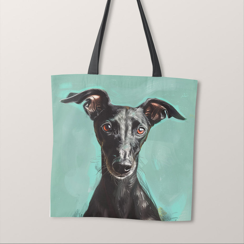 TOTE Black Greyhound On Mint Fabric Bag Panel TP-507