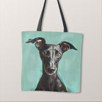 TOTE Black Greyhound On Mint Fabric Bag Panel TP-507