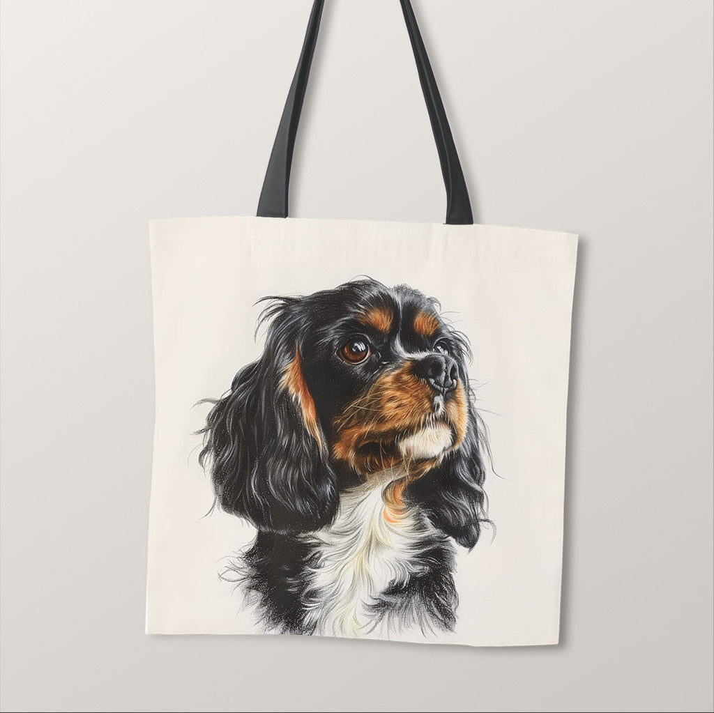 TOTE Cavalier Spaniel On Cream Fabric Bag Panel TP-509
