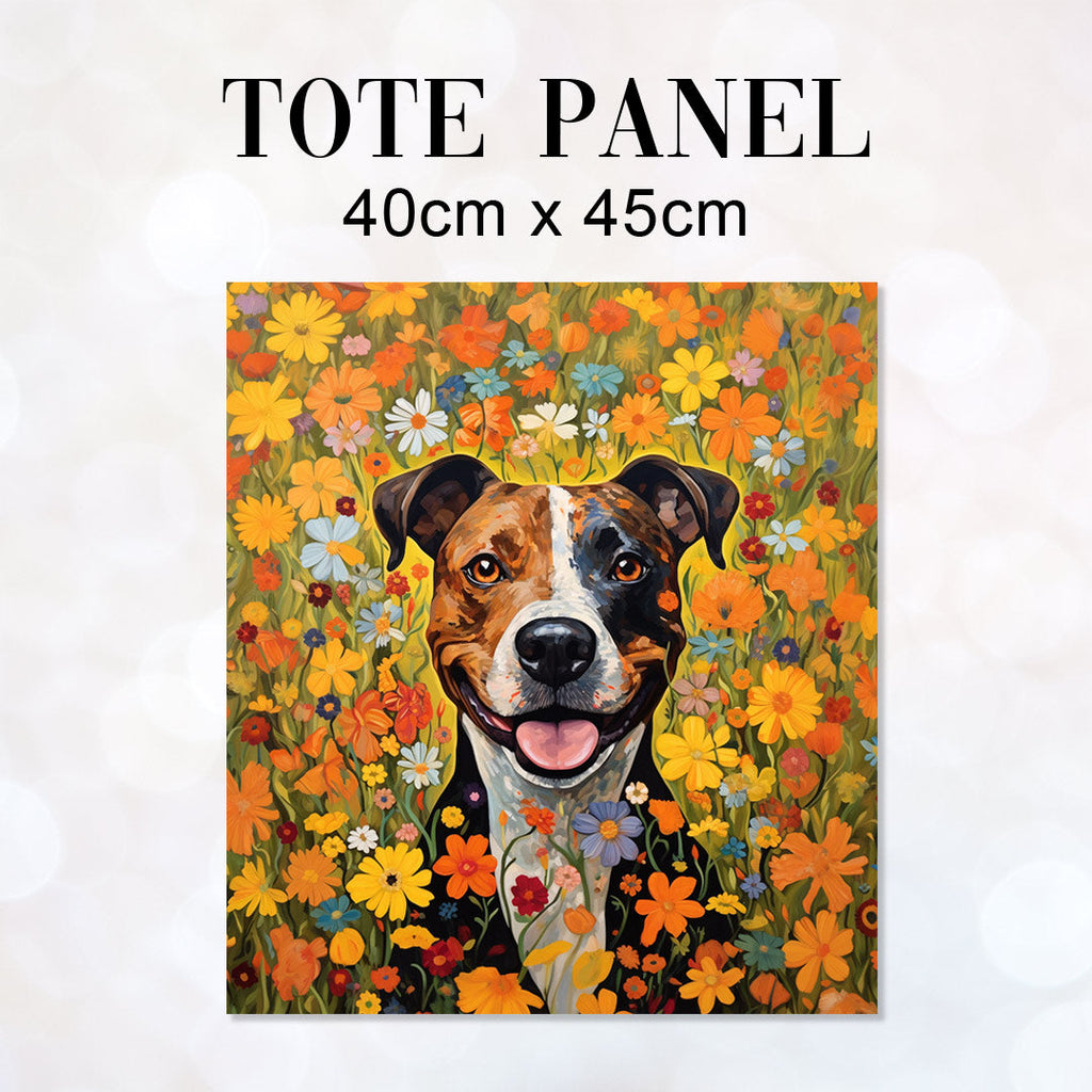 TOTE Bright Floral Staffie TP-51 Fabric Bag Panel