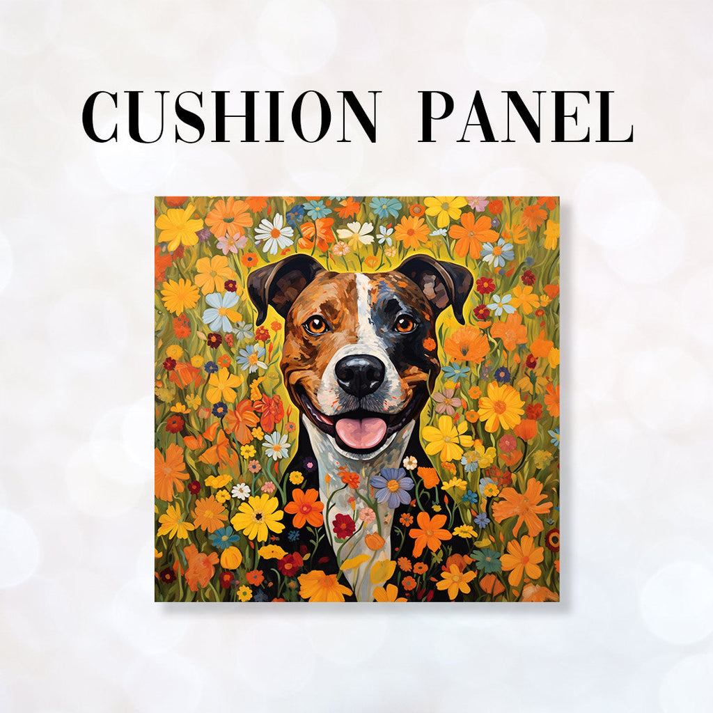 CUSHION Fabric Panel Bright Floral Staffie CP-51