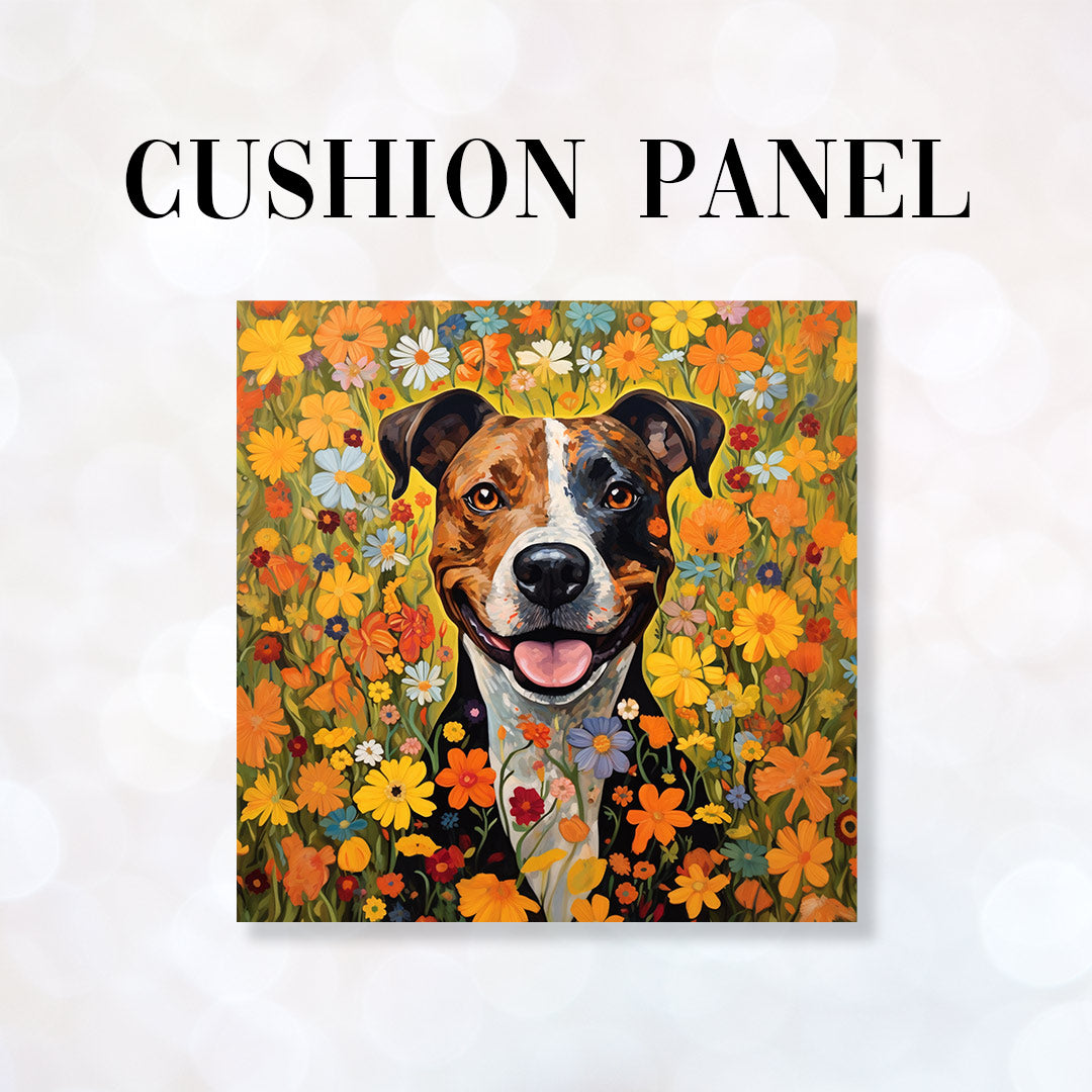 CUSHION Fabric Panel Bright Floral Staffie CP-51
