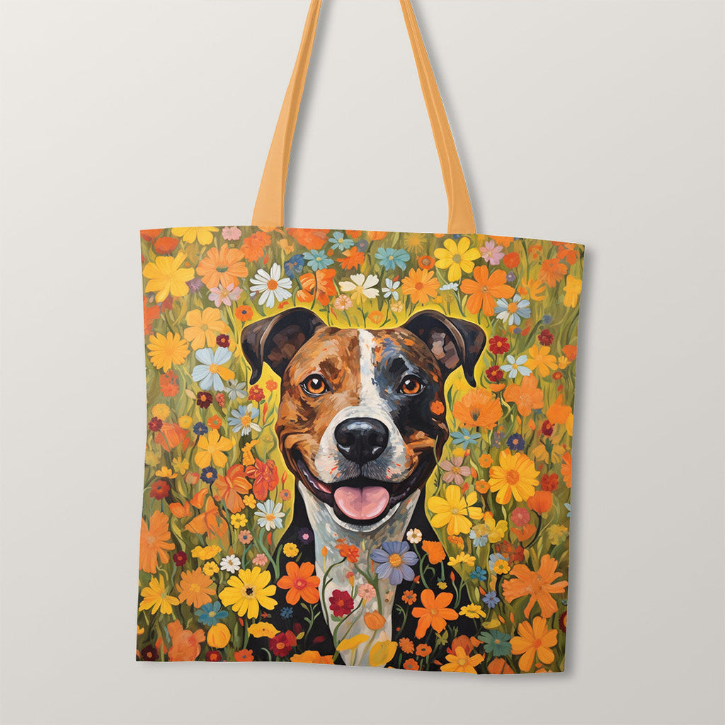 TOTE Bright Floral Staffie TP-51 Fabric Bag Panel