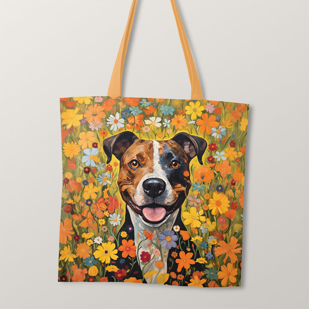 TOTE Bright Floral Staffie TP-51 Fabric Bag Panel