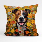 CUSHION Fabric Panel Bright Floral Staffie CP-51