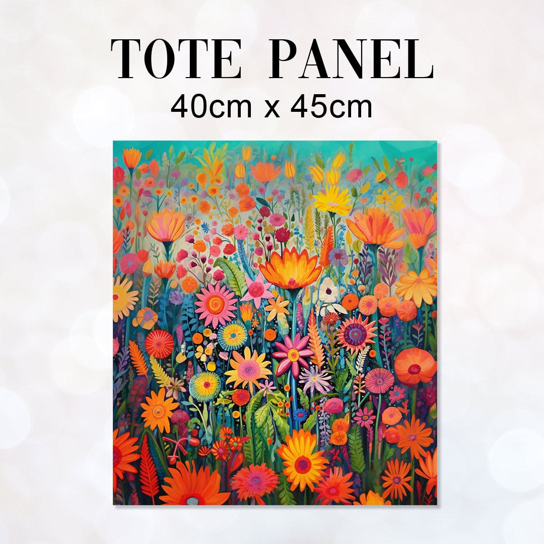 TOTE Bright Floral Meadow TP-52 Fabric Bag Panel