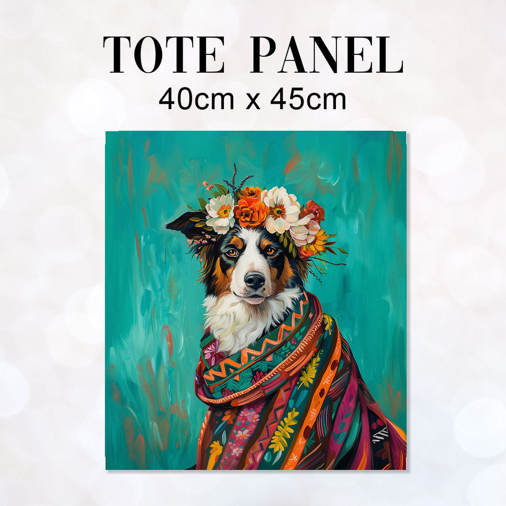 TOTE Australian Shepherd Dog Painting Fabric Bag Panel TP-520