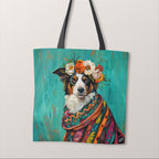 TOTE Australian Shepherd Dog Painting Fabric Bag Panel TP-520