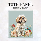 TOTE Floral Maltese Dog 1 Fabric Bag Panel TP-525
