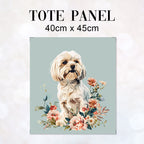 TOTE Floral Maltese Dog 3 Fabric Bag Panel TP-528