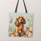 TOTE Floral Brown Cocker Spaniel 1 Fabric Bag Panel TP-529
