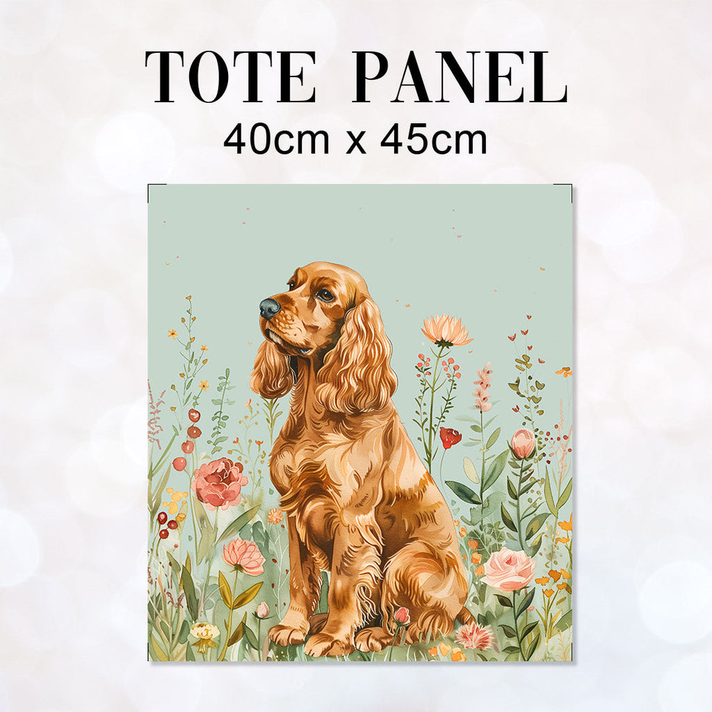TOTE Floral Brown Cocker Spaniel 2 Fabric Bag Panel TP-531