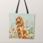 TOTE Floral Brown Cocker Spaniel 2 Fabric Bag Panel TP-531